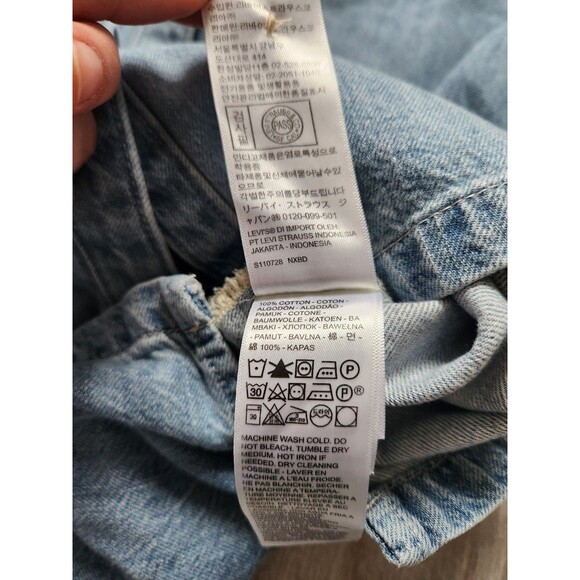 Levi's Louisa Denim Dress Womens S Blue Short Sleeve Pearl Snap Pockets Relaxed - Picture 5 of 10